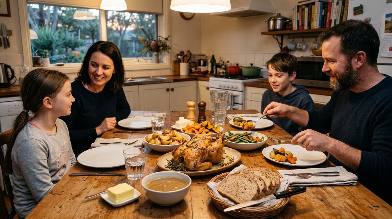 Budget-friendly family meal prepared at home using affordable supermarket ingredients