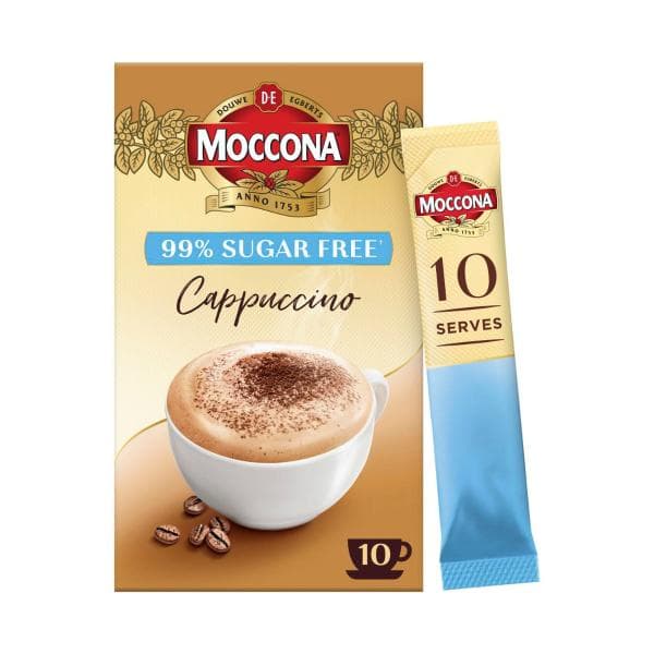 Moccona 99% Sugar Free Cappuccino Coffee Sachets | 10 Pack