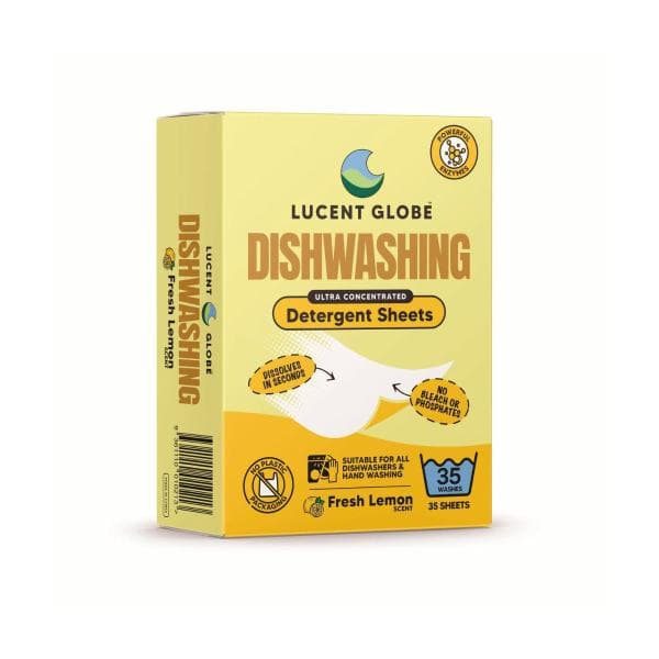 Lucent Globe Dishwashing Detergent Sheets Fresh Lemon | 35 Pack