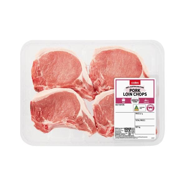 Coles Pork Loin Chops Large Pack | approx 1kg