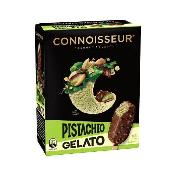 Connoisseur Connoissuer Pistachio Gelato Sticks 4 Pack | 320mL
