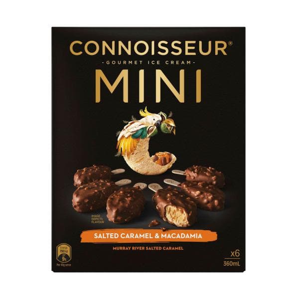 Connoisseur Mini Salted Caramel & Macadamia Ice Cream Sticks 6 Pack | 360mL