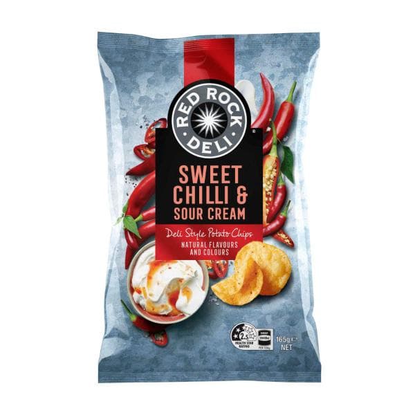 Red Rock Deli Potato Chips Sweet Chilli And Sour Cream | 165g