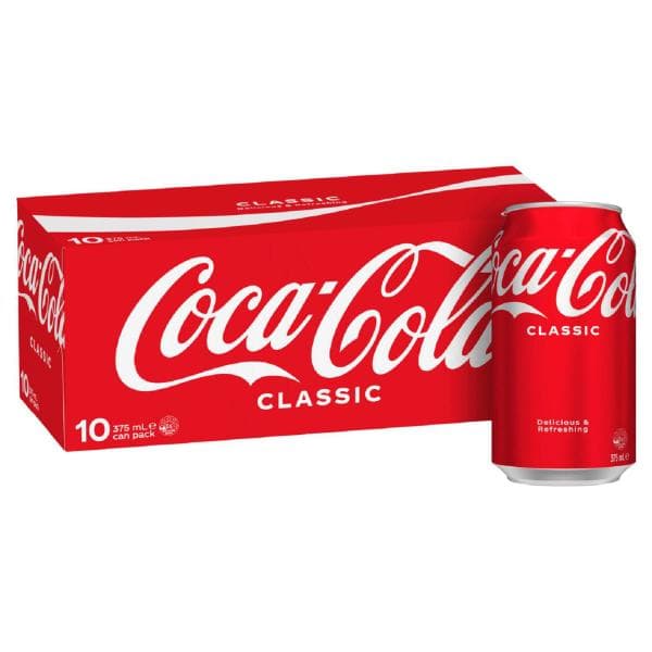 Coca-Cola Classic Soft Drink Multipack Cans 375ml | 10 Pack