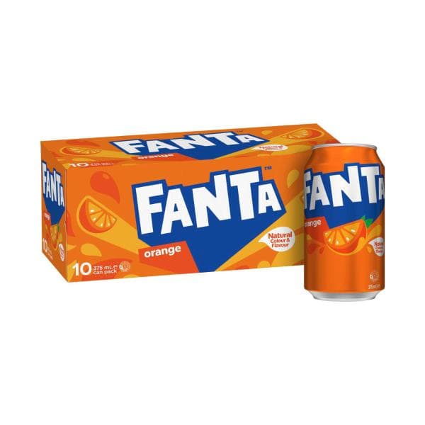 Fanta Orange Soft Drink Multipack Cans 375ml | 10 Pack