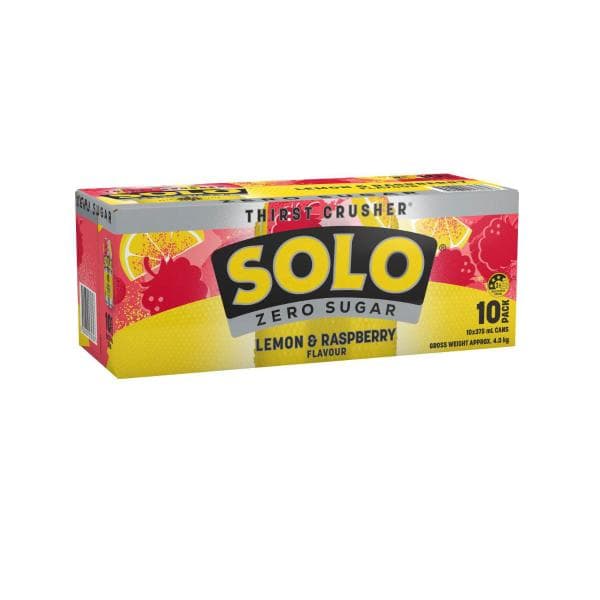 Solo Lemon Raspberry No Sugar Soft Drink 375mL | 10 Pack