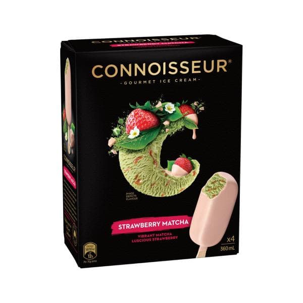 Connoisseur Strawberry Matcha Ice Cream Stick 4 Pack | 360mL