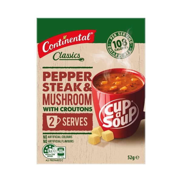 Continental Cup A Soup Pepper Steak & Mushroom With Croutons Serves 2 | 52g