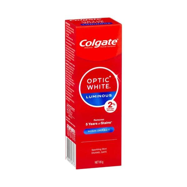 Colgate Optic White Luminous High Impact Teeth Whitening 2% Hydrogen Peroxide Toothpaste | 85g