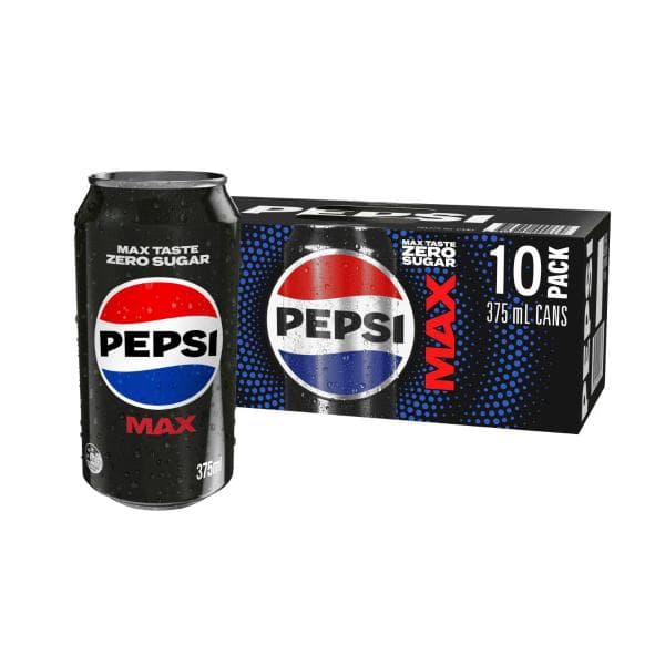 Pepsi Max Soft Drink No Sugar Cans Multipack 375ml | 10 Pack