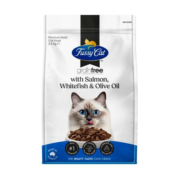 Fussy Cat Grain Free Adult Dry Cat Food With Salmon Whitefish & Olive Oil | 2.5kg
