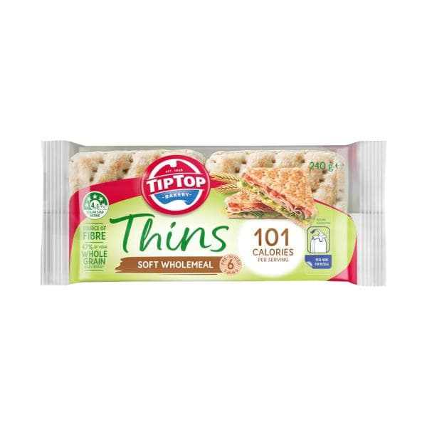 Tip Top Thins Wholemeal 6 Pack | 240g