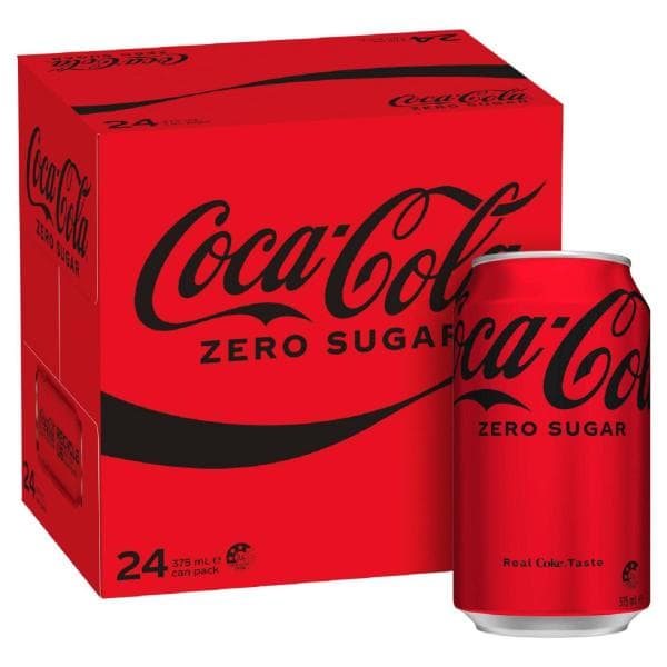 Coca-Cola Zero Sugar Soft Drink Multipack Cans 375ml | 24 Pack