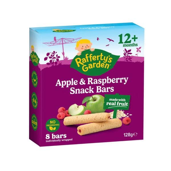 Rafferty's Garden Apple & Raspberry Snack Bars With Real Fruit Baby Food Snack 12+ Months | 128g