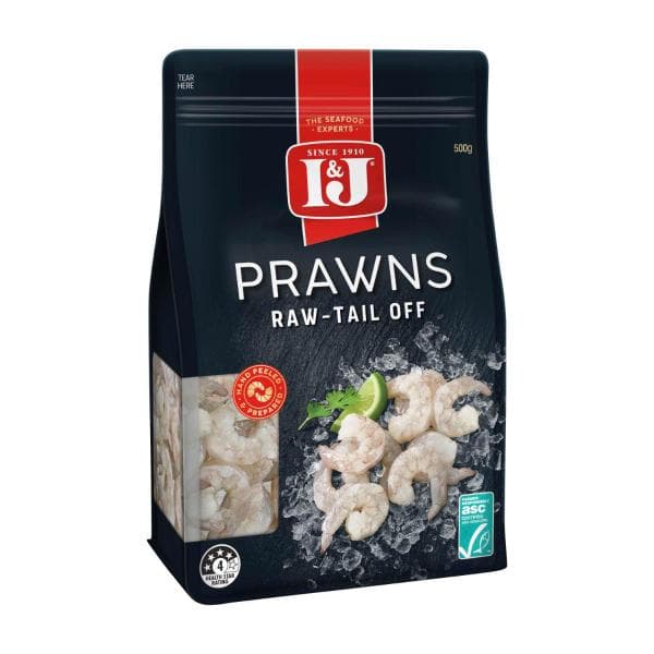 I&J Frozen Raw Prawns Tail Off | 500g