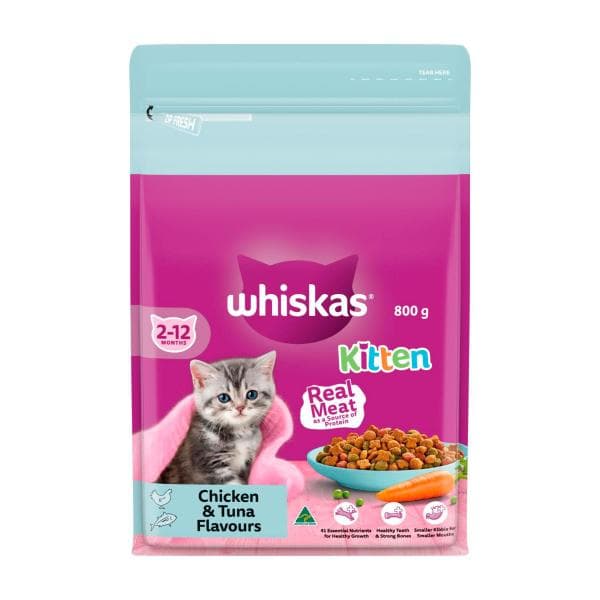 Whiskas Kitten Dry Cat Food Chicken & Tuna Flavours | 800g
