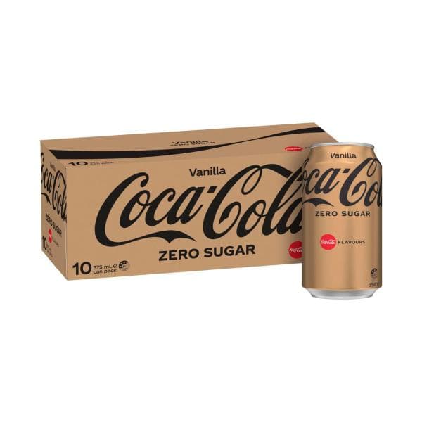 Coca-Cola Zero Sugar Vanilla Soft Drink Multipack Cans 375ml | 10 Pack