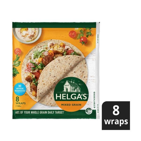 Helga's Mixed Grain Wraps 8 Pack | 508g