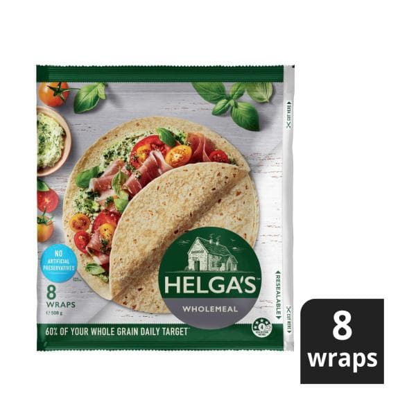 Helga's Wholemeal Wraps 8 Pack | 508g