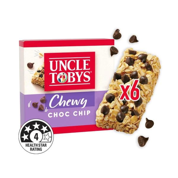 Uncle Tobys Muesli Bars Chewy Choc Chip Kids School Lunchbox Snacks | 185g