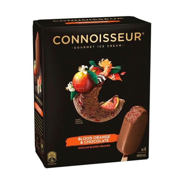Connoisseur Sicilian Blood Orange & Chocolate Ice Cream Sticks 4 Pack | 400mL
