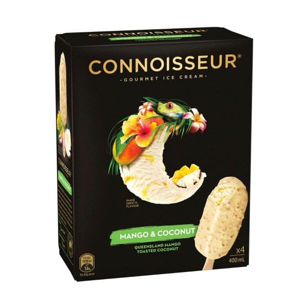 Connoisseur Queensland Mango & Coconut Ice Cream Sticks 4 Pack | 400mL