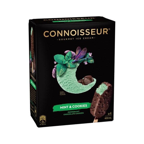 Connoisseur Mint & Cookies Ice Cream Sticks 4 Pack | 400mL