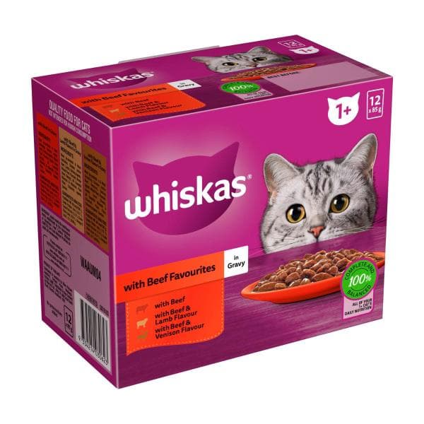 Whiskas Favourites Beef In Gravy Cat Food 12x85g | 12 Pack