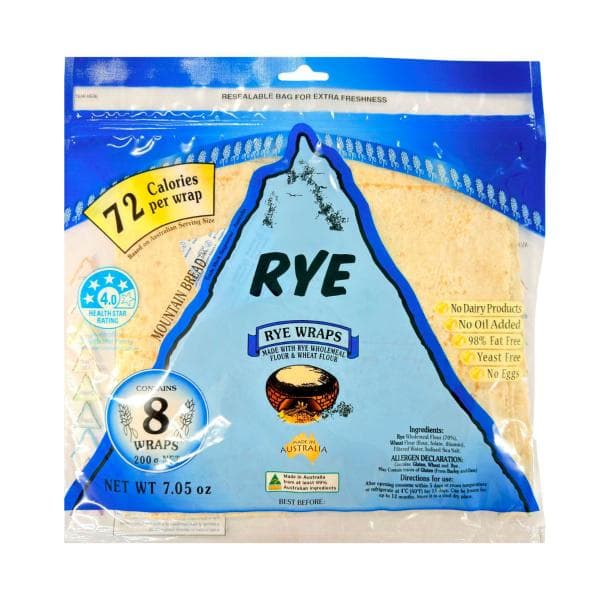 Mountain Bread Rye Wraps 8 Pack | 200g