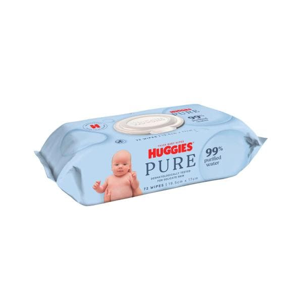 Huggies Pure 99% Purified Water Baby Wipes | 72 Pack