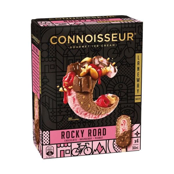 Connoisseur Laneway Sweets Rocky Road Ice Cream Sticks 4 Pack | 360mL