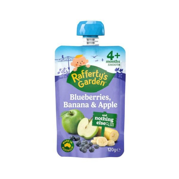 Rafferty's Garden Blueberries Banana & Apple And Nothing Else Baby Food Puree Pouch 4+ Months | 120g