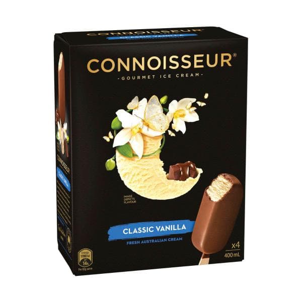 Connoisseur Classic Vanilla Ice Cream Sticks 4 Pack | 400mL