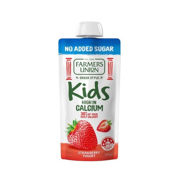 Farmers Union No Added Sugar Kids Yogurt Pouch Strawberry | 130g