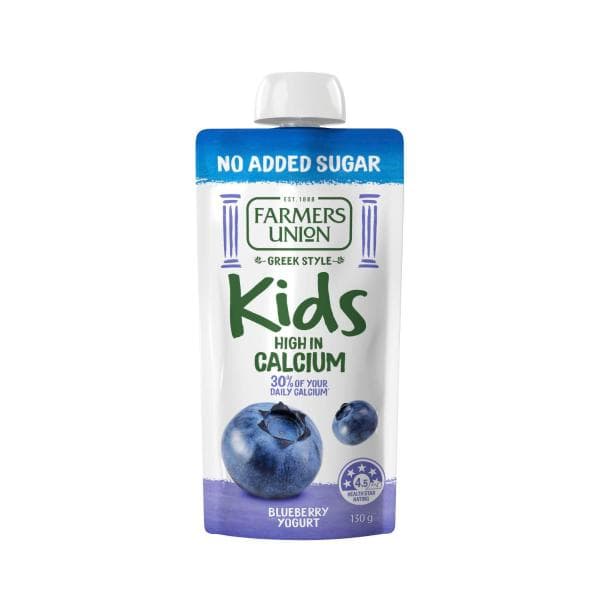 Farmers Union No Added Sugar Kids Yogurt Pouch Blueberry | 130g