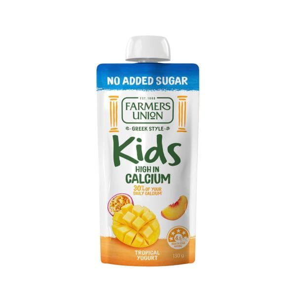 Farmers Union No Added Sugar Kids Yogurt Pouch Tropical | 130g