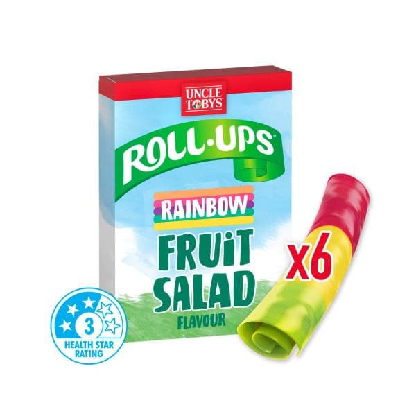 Uncle Tobys Roll-ups Rainbow Fruit Salad Snacks Made With Real Fruit | 94g