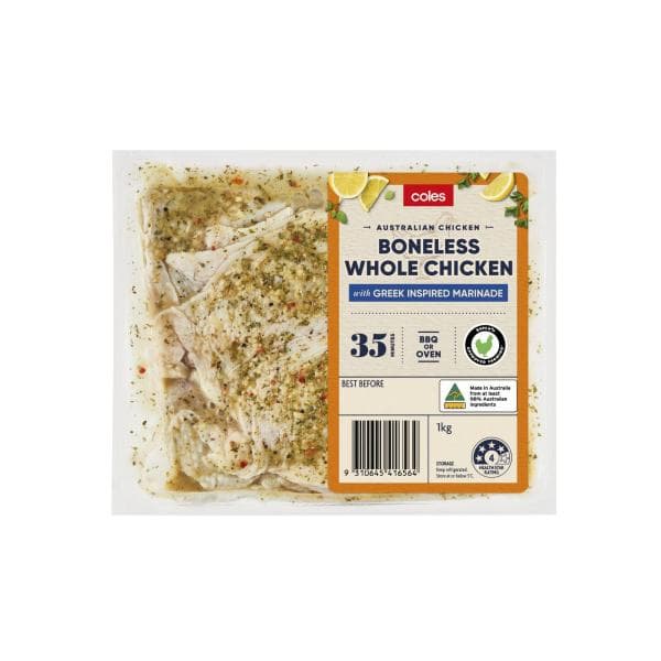 Coles RSPCA Approved Chicken Whole Boneless With Greek Inspired Marinade | 1kg