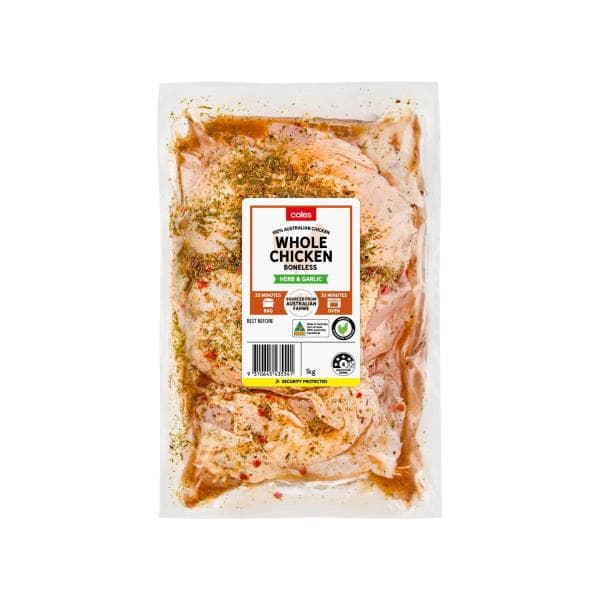 Coles RSPCA Approved Chicken Whole Boneless Herb & Garlic | 1kg