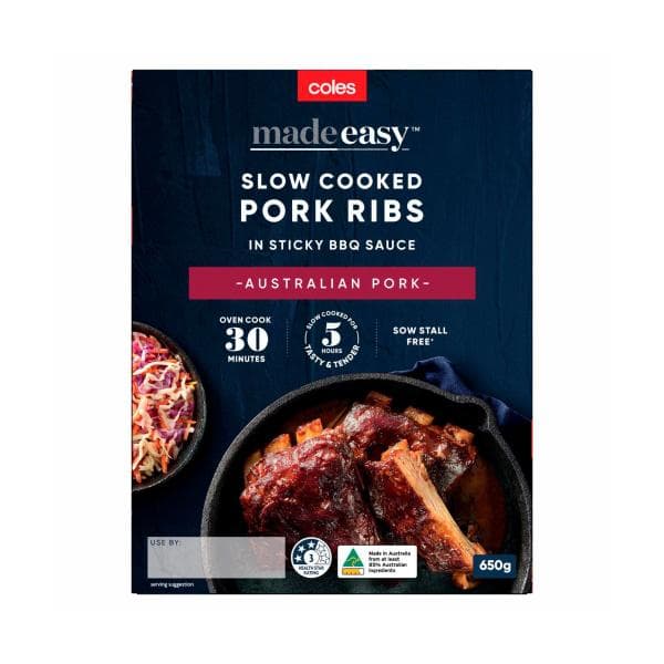 Coles Made Easy Slow Cooked Pork Ribs In BBQ Sauce | 650g