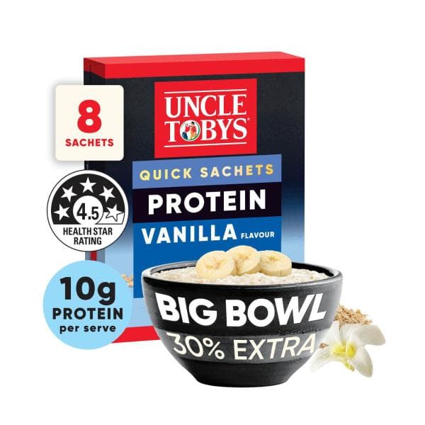 Uncle Tobys Oats Quick Sachets Big Bowl Vanilla Protein | 368g