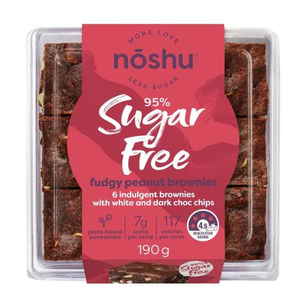 Noshu 95% Sugar Free Fudgy Peanut Brownies | 190g