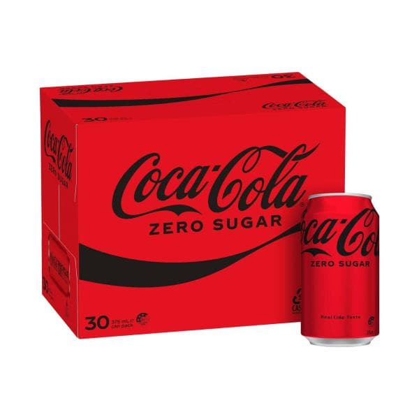 Coca-Cola Zero Sugar Soft Drink Multipack Cans 375ml | 30 Pack