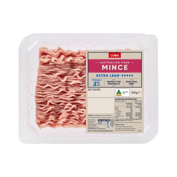 Coles 5 Star Extra Lean Pork Mince | 500g