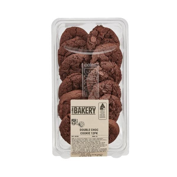Coles Bakery Double Choc Cookies | 12 Pack