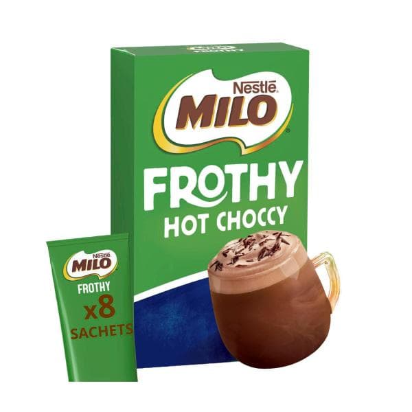 Milo Frothy Instant Hot Chocolate Sachets 8 Pack | 136g