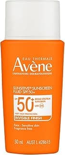 Avene Sunsitive® SPF 50+ Face Sunscreen Fluid – Ultra-Light, Invisible Finish, Fragrance Free, Dermatologically Tested f
