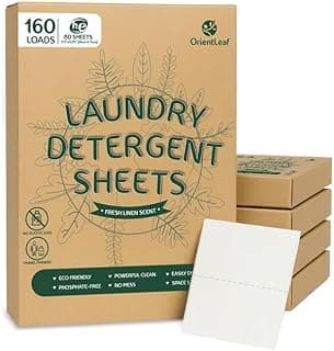 Laundry Detergent Sheets Fresh Scent, Eco-Friendly, Powerful Cleaning, Up to 160 Loads (80 Sheets), Hypoallergenic Laund