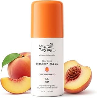 Chemist at Play UnderArm Roll-On Deodorant with 5% AHA, Lactic Acid & 1% Mandelic Acid Prevents Body Odour, Brightens Sk