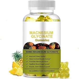 Magnesium Glycinate Gummies 800mg - Sugar Free Magnesium Supplement with Ashwagandha,Lemon Balm Extract & CoQ10 for Slee